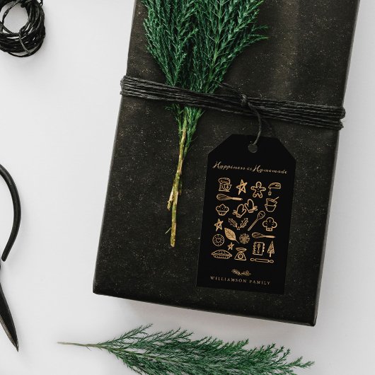 ハピネス自家製金ゴールド&ブラックベーキングレシピ ギフトタグ