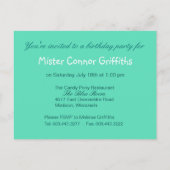 ハピネス誕生日パーティーへの招待(アクア) インビテーションポストカード (裏面)