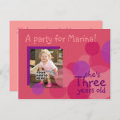 ハピネス誕生日パーティーへの招待(バラ) インビテーションポストカード (正面/裏面)