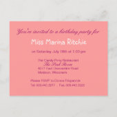 ハピネス誕生日パーティーへの招待(バラ) インビテーションポストカード (裏面)