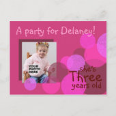 ハピネス誕生日パーティーへの招待(cerise) インビテーションポストカード (正面)