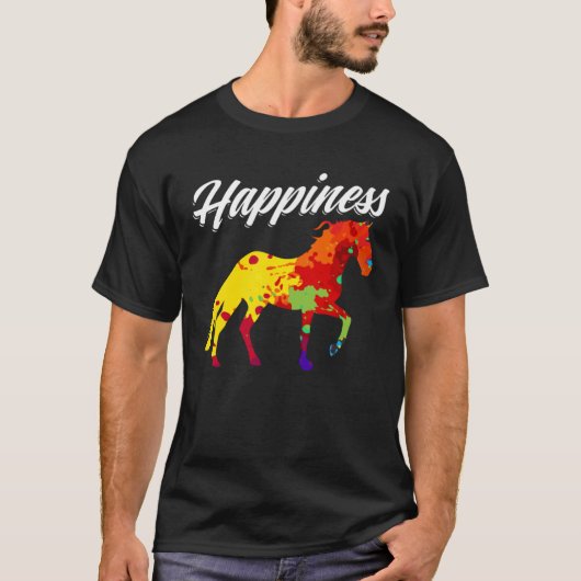 ハピネス馬の乗馬の馬馬馬馬馬馬馬馬馬競走 Tシャツ (正面)