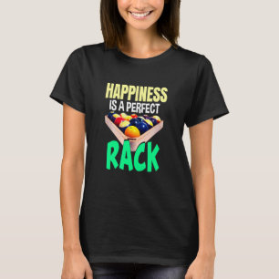 ハピネス・パーフェクト・ラック・ビリヤード・プール・スポーツ・アート Tシャツ
