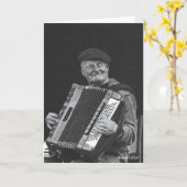 ハピネスIs，パリミュージシャンブラック&ホワイトアート カード (黄色い花)