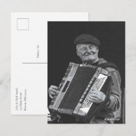 ハピネスIs，パリミュージシャンブラック&ホワイトアート ポストカード