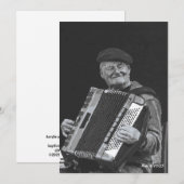 ハピネスIs,パリミュージシャンブラック&ホワイトアート 招待状 (正面/裏面)