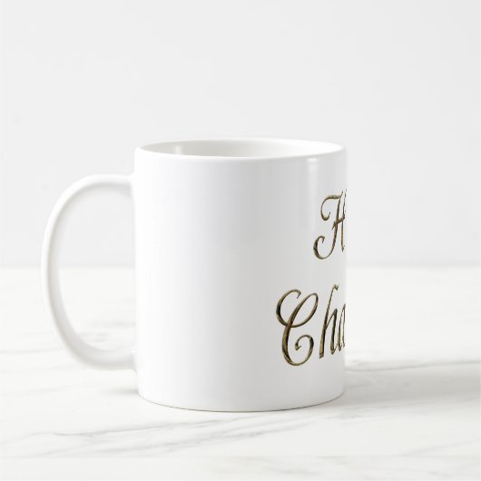 ハピーハヌカー(ユダヤ教の祭り)ハヌカー金ゴールドエレガントタイポグラフィ コーヒーマグカップ (左)