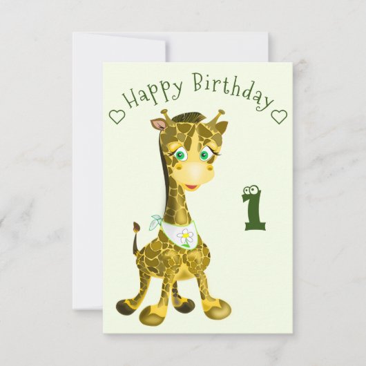 ハピーベビーキリン誕生日カード カード (正面)