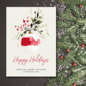 ハピーホリデー水彩オーナメントクリスマスフォト シーズンカード