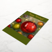 ハピーホリデー オーナメント グリーティング カード 赤と緑 (回転した状態)