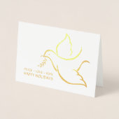 ハピーホリデー ダヴ ピース ラブ ホープ モダン 1 フォト 箔カード (正面)