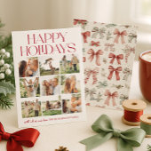 ハピーホリデー ボウ フォト コラージュ シーズンカード