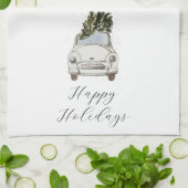 ハピーホリデー ヴィンテージカー キッチンタオル (折り畳み)