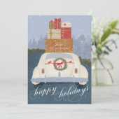 ハピーホリデー ヴィンテージカー ギフト付き ホリデーカード (スタンド正面)