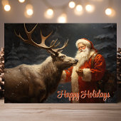 ハピーホリデー ヴィンテージサンタとトナカイ シーズンカード