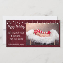 ハピーホリデー ヴィンテージ スター 輝く 赤 8x4 シーズンカード