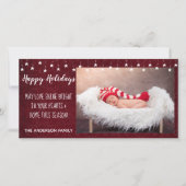 ハピーホリデー ヴィンテージ スター 輝く 赤 8x4 シーズンカード (正面)