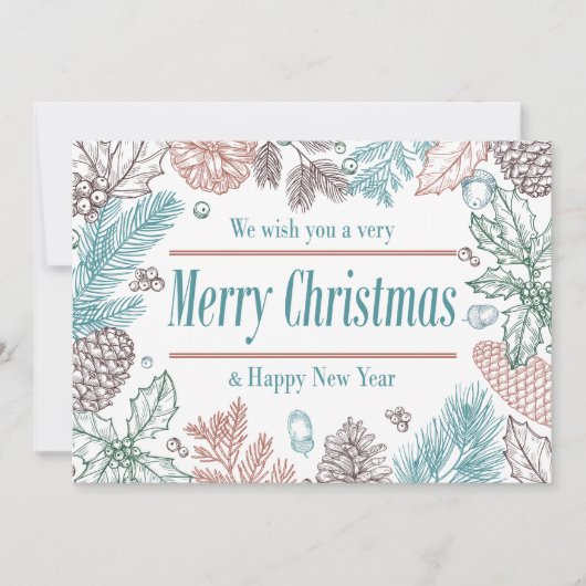 ハピーホリデー 花 | フォト ホリデー カード (正面)