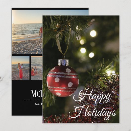 ハピーホリデー 5枚の写真を飾れるオリジナル カード (正面/裏面)