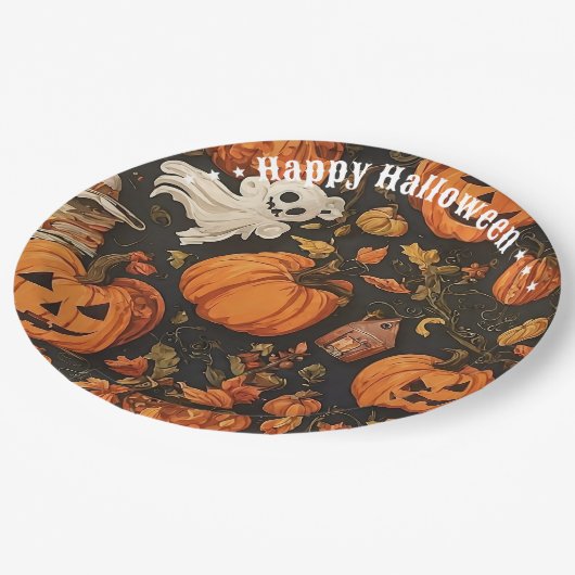 ハピーヴィンテージハロウィーンコレクション ペーパープレート (アングル)