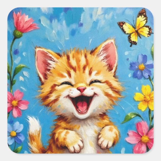 ハピー子猫ガーデン スクエアシール (正面)