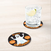 ハピー幽霊ハロウィーンコースター ラウンドペーパーコースター (インサイチュ)