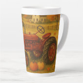 ハピー秋クラシックトラクターとファーム カフェラテマグ (右アングル)