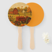 ハピー秋クラシックトラクターとファーム ハンドファン (正面&裏面)