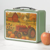 ハピー秋クラシックトラクターとファーム メタルランチボックス (インサイチュ)