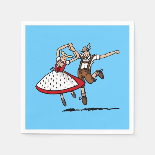 ハピー踊りビールフェスティバルカップル スタンダードカクテルナプキン (正面)