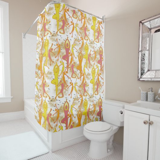 ハピー踊りヨガガガールズ シャワーカーテン (インサイチュ)