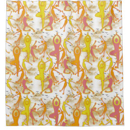 ハピー踊りヨガガガールズ シャワーカーテン