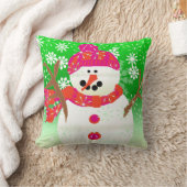ハピー雪だるまホリディピロー クッション (ブランケット)