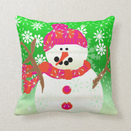 ハピー雪だるまホリディピロー クッション