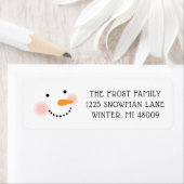 ハピー雪だるま顔ホリデー差出人住所 ラベル (インサイチュ)