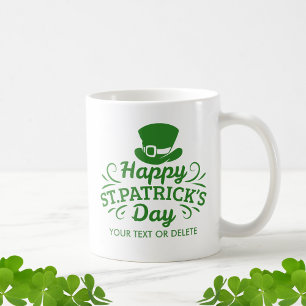 ハピーSt patricks dayレプレシャンハットカスタム文字 コーヒーマグカップ