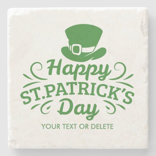 ハピーSt patricks dayレプレシャンハットカスタム文字 ストーンコースター (正面)