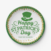ハピーSt patricks dayレプレシャンハットカスタム文字 ペーパープレート (正面)