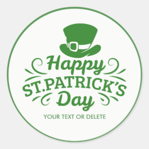 ハピーSt patricks dayレプレシャンハットカスタム文字 ラウンドシール