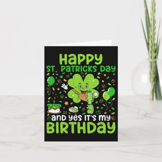 ハピーSt patricks day誕生日シャムロックダブデイP カード (正面)