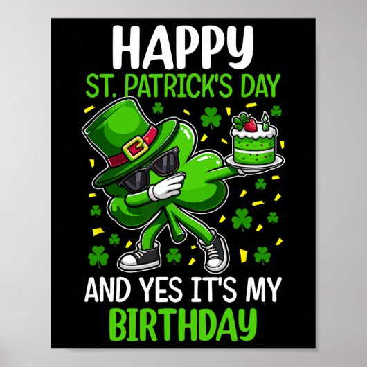 ハピーSt patricks day誕生日シャムロックダブデイP ポスター (正面)