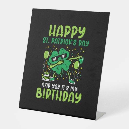 ハピーSt patricks day誕生日シャムロックダブデイP 台座サイン (正面)