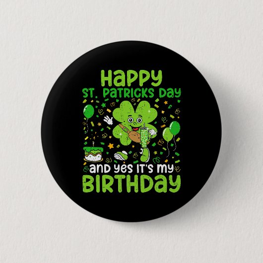 ハピーSt patricks day誕生日シャムロックダブデイP 缶バッジ (正面)