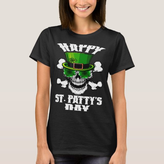 ハピーSt patty's daySt patricksシュガースカルレプレ Tシャツ (正面)