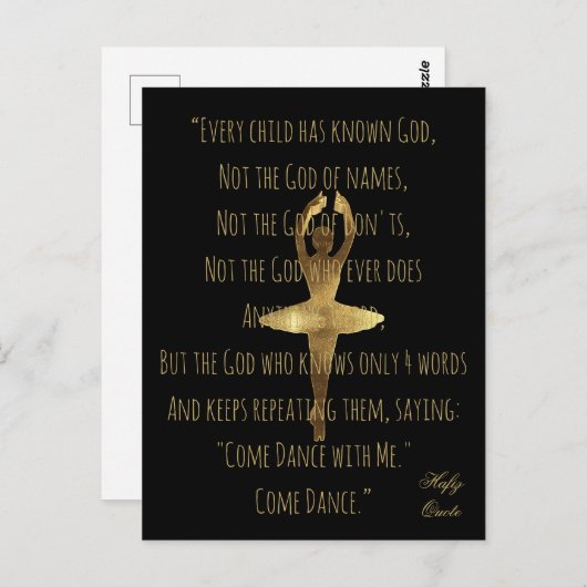 ハフィズ引用文ダンスゴールデンバレエダンサーについて ポストカード (正面/裏面)