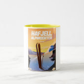 ハフジェル・アルピンセンターノルウェーの美しいスキーポスター。 ツートーンマグカップ (中央)