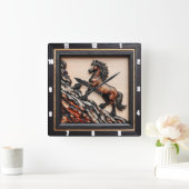 ハフリンガーアセント:黒褐色の木カスタム材 スクエア壁時計 (ホーム)