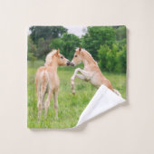 ハフリンガーウマかわいい仲間の育成写真 バスタオルセット (ウォッシュタオル)