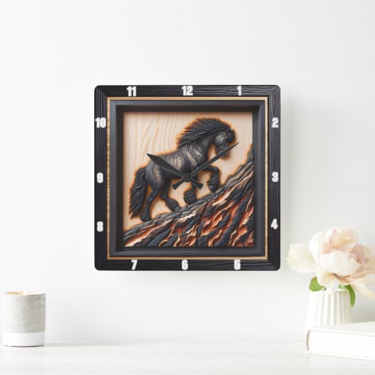 ハフリンガークライム：ウッドアートカスタムパレット スクエア壁時計 (ホーム)