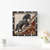 ハフリンガークライム:ウッドアートカスタムフエ スクエア壁時計 (ホーム)